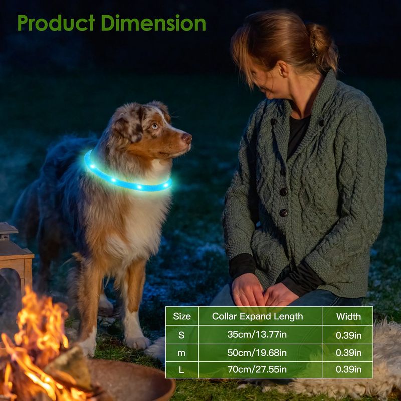 USB Rechargeable LED Glow Dog Collar for Night Walking