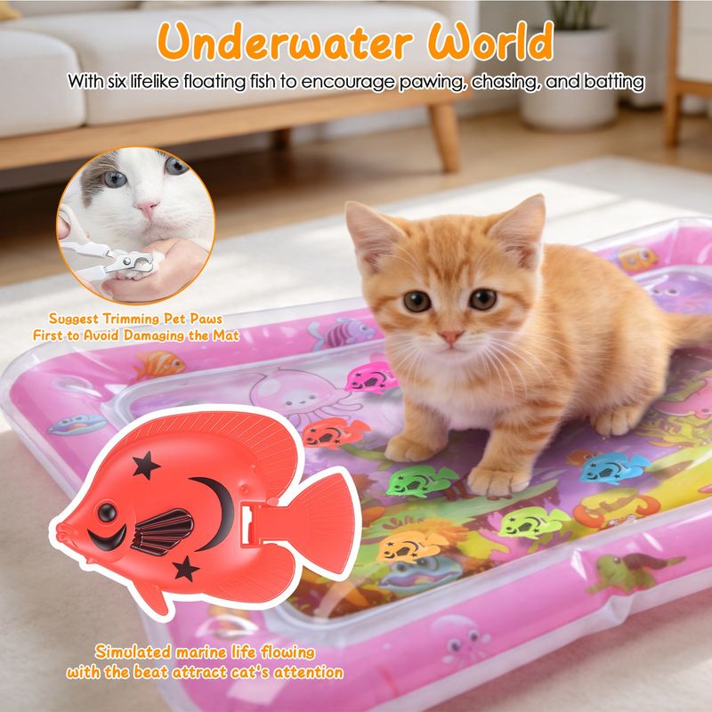 Interactive Cat Water Play Mat With Floating Fish & LED Lights
