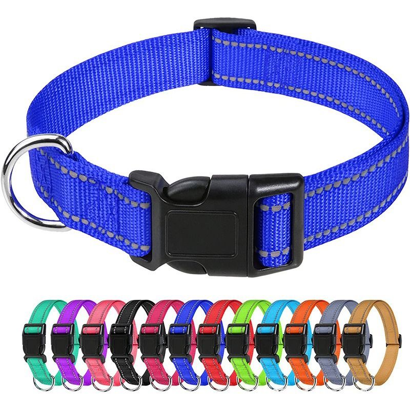 Reflective Adjustable Dog Collar with Quick-Release Buckle