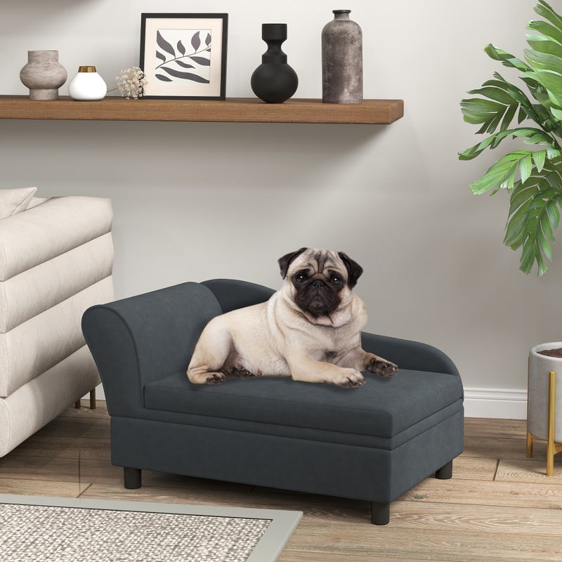 Pet Sofa Bed with Storage for Cats and Small Dogs, Dark Gray