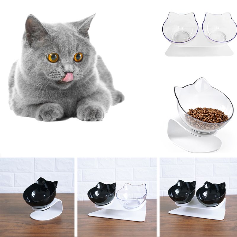Transparent Cat Head Double Bowl