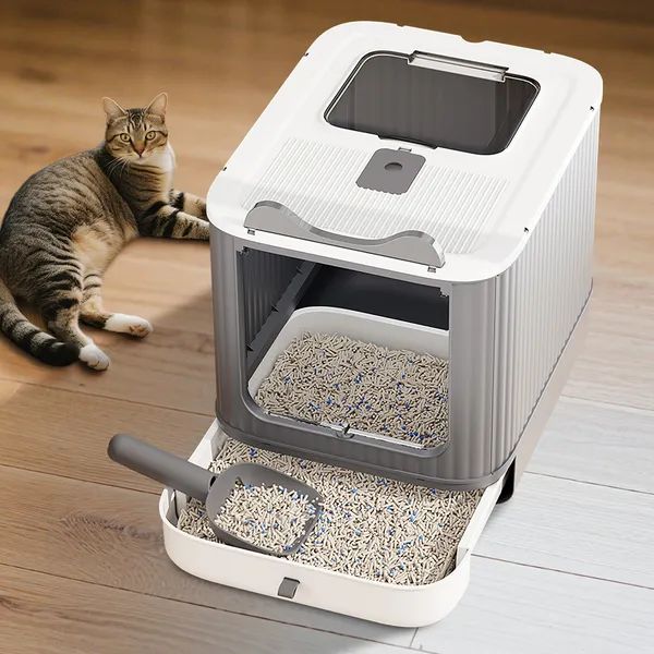 Elevated White Cat Litter Box