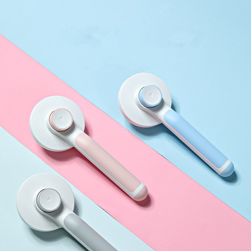 Round Handle Pet Grooming Comb with Self-Cleaning Button
