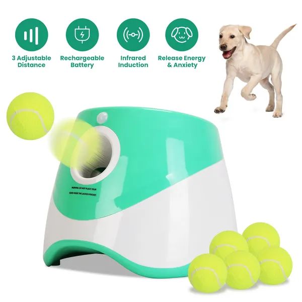 Automatic Dog Ball Launcher with 6 Tennis Balls