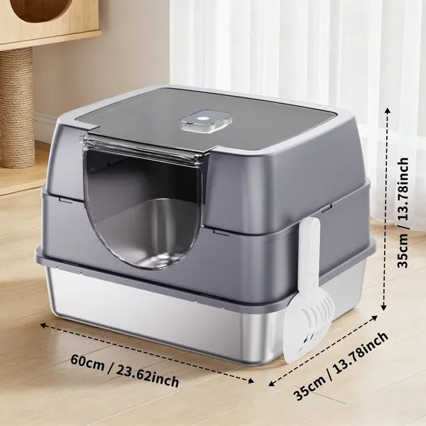 Stainless Steel Gray Cat Litter Box