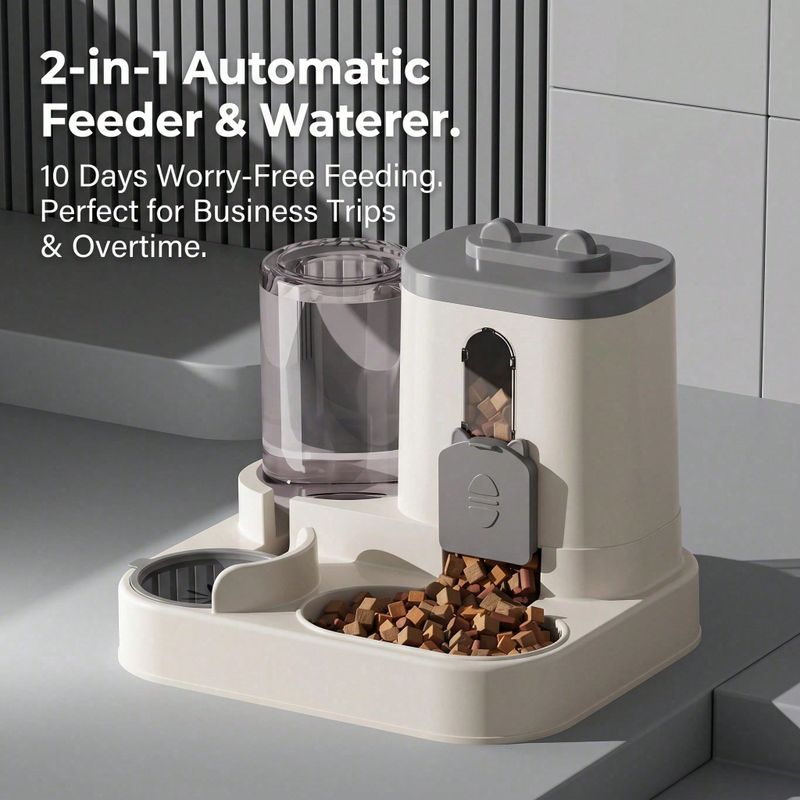 Gravity Pet Feeder & Water Dispenser, Cat-Shaped