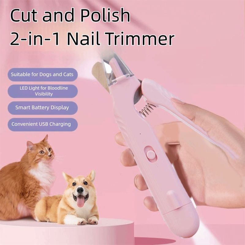 2-in-1 Pet Nail Clipper and Grinder with LED Light