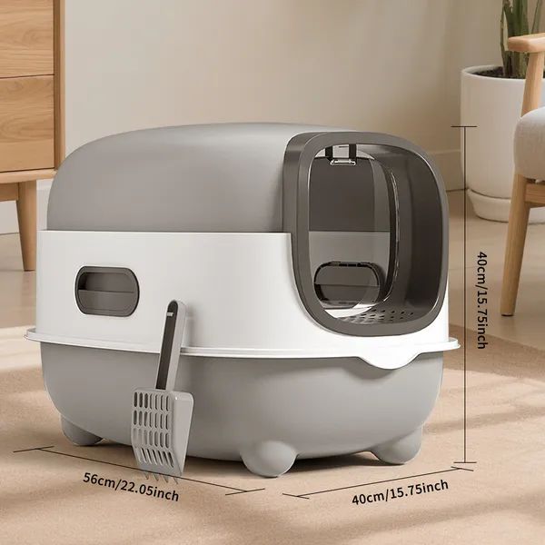Classic Grey Cat Litter Box