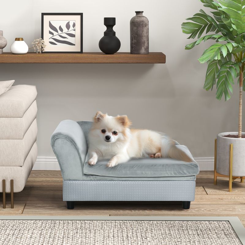 Dog Sofa Bed with Hidden Storage & 2" Foam, Pale Gray