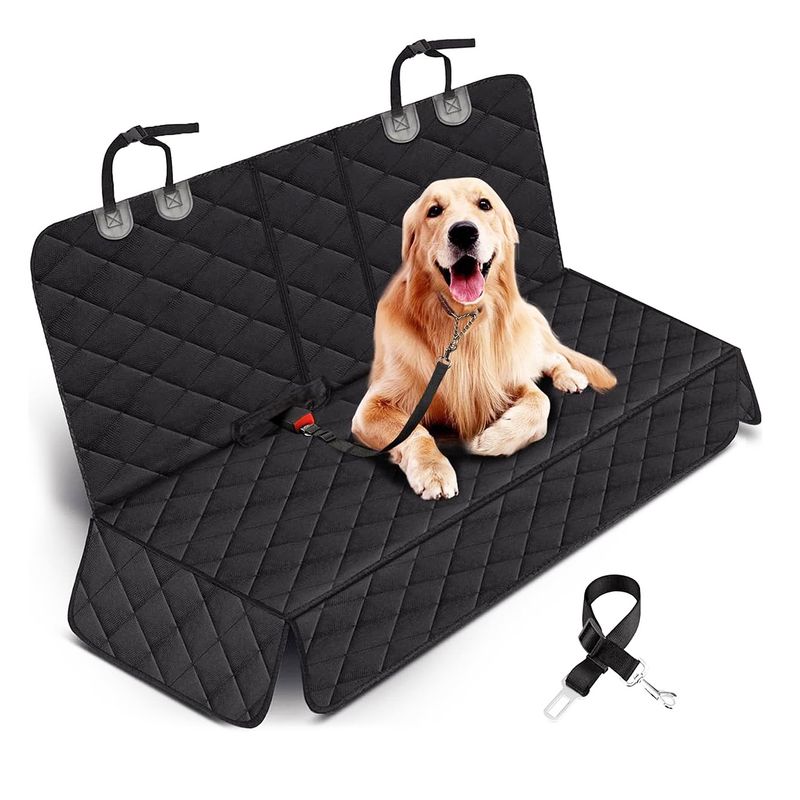 Waterproof Dog Car Rear Seat Cover with Seat Belt