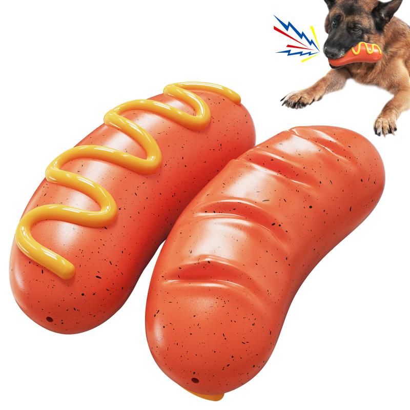 Rubber Dog Chew Toy with Squeaker, Orange