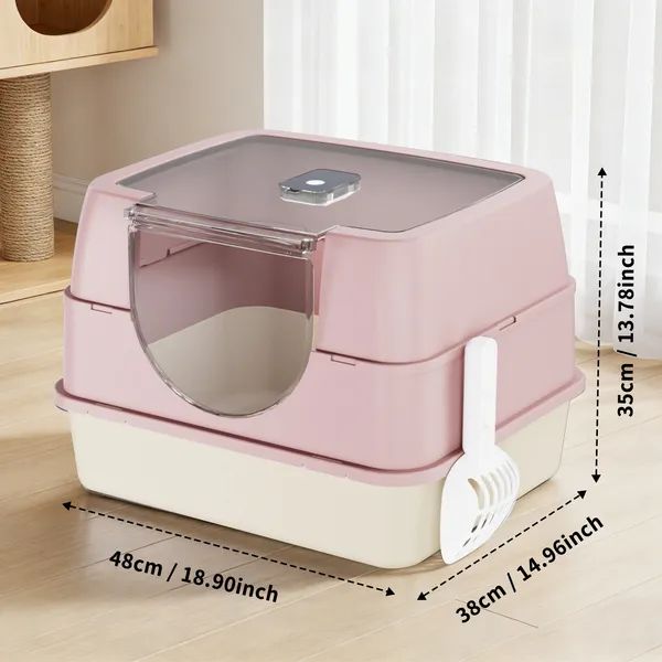 Enclosed Cat Litter Box, Pink