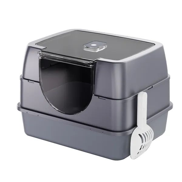 Enclosed Cat Litter Box, Orange