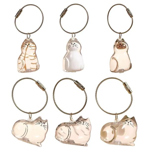 6-Piece Cat Fur Keepsake Pendant Set with Keychain