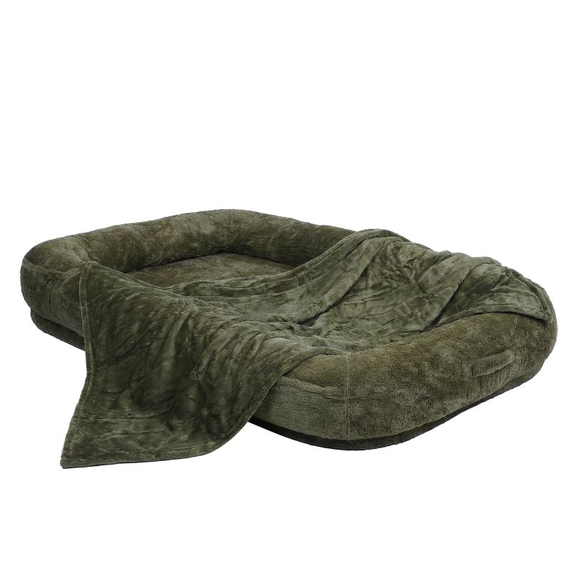 Human Dog Bed 71x47x12in with Soft Blanket, Washable