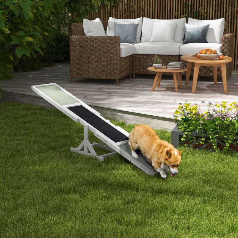Wooden Dog Agility Seesaw for Training, White