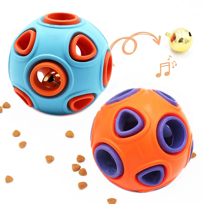 Rubber Bell Ball Chew Toy for Dogs, 2-Pack
