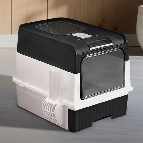 Fully Enclosed Cube Cat Litter Box With Pull-Out Drawer