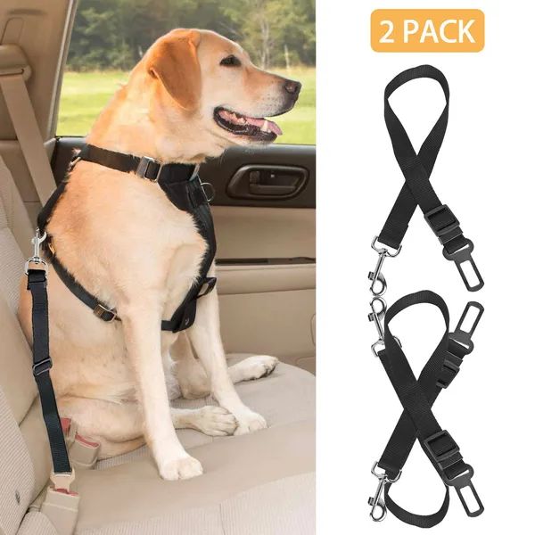 Adjustable Pet Car Safety Seat Belt Harness, 2-Pack