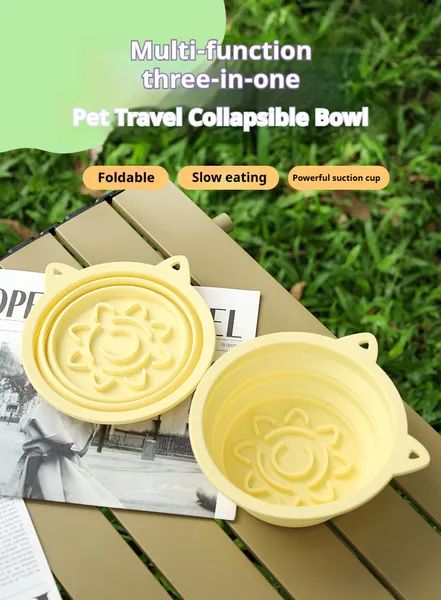 3-in-1 Collapsible Travel Pet Bowl with Suction Cups and Hook