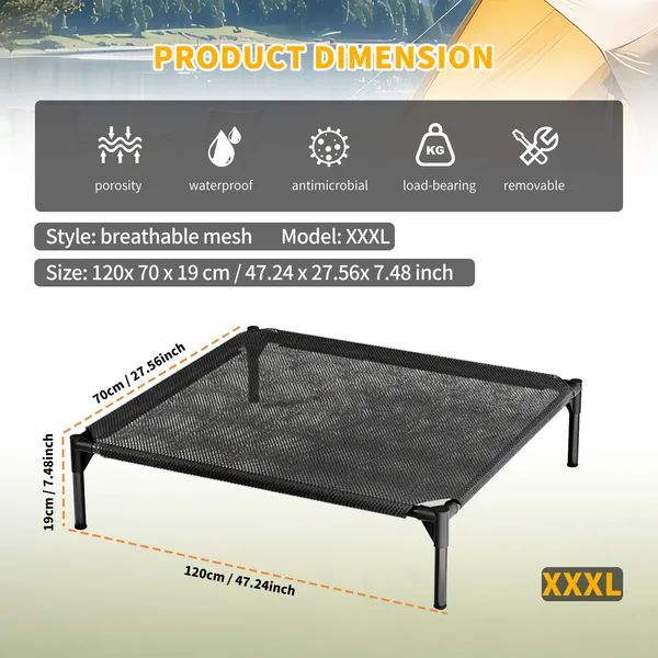 XXXL Elevated Mesh Pet Bed, Breathable