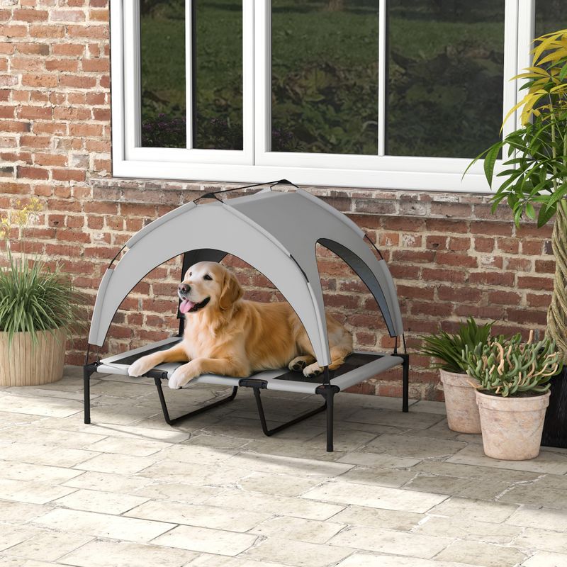 Elevated Dog Bed with Canopy for Camping, 42" x 30" x 37"