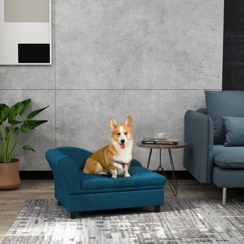 Dog Sofa Bed for Small Dogs with Storage, Dark Blue