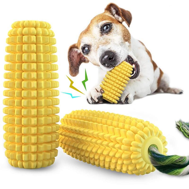Dog Chew Toy Corn Stick with Squeaker and Rope
