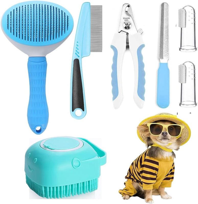7-Piece Pet Grooming Kit with Brush, Clipper & Comb