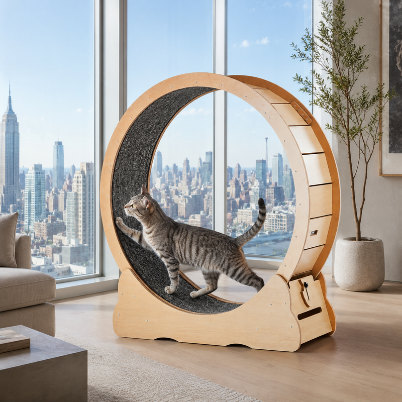 The Wheel That Gives Your Indoor Cat Room to Run and Stay Fit