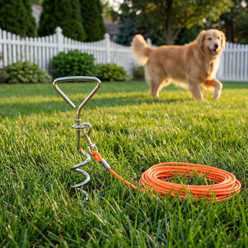Ground Stake Tie-Out Dog Leash