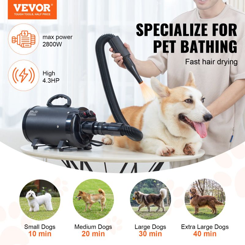 Dog Blow Dryer, 2800W, Adjustable Speed & Heat