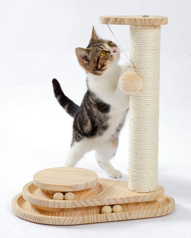 Cat Scratching Board with Interactive Ball Track Toy