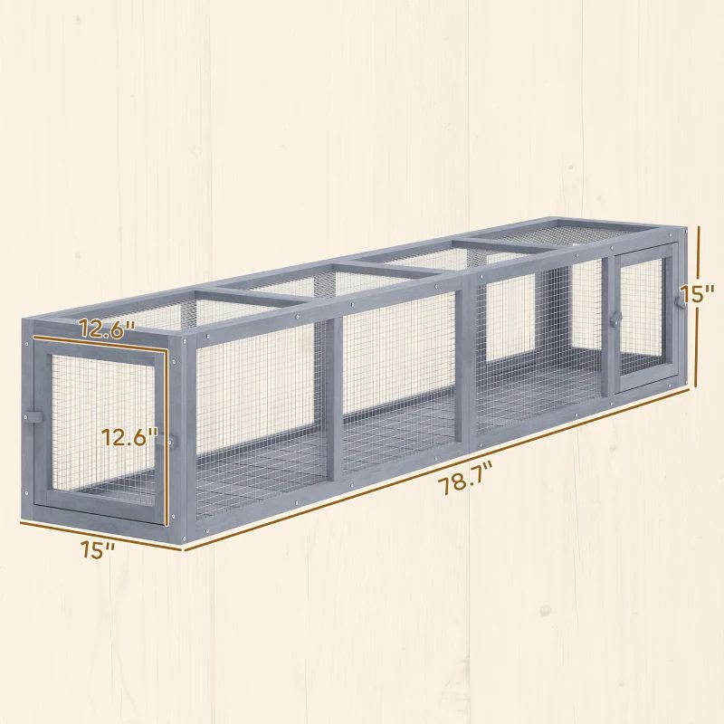 Wooden Outdoor Cat Run With Weather Protection, Dark Gray