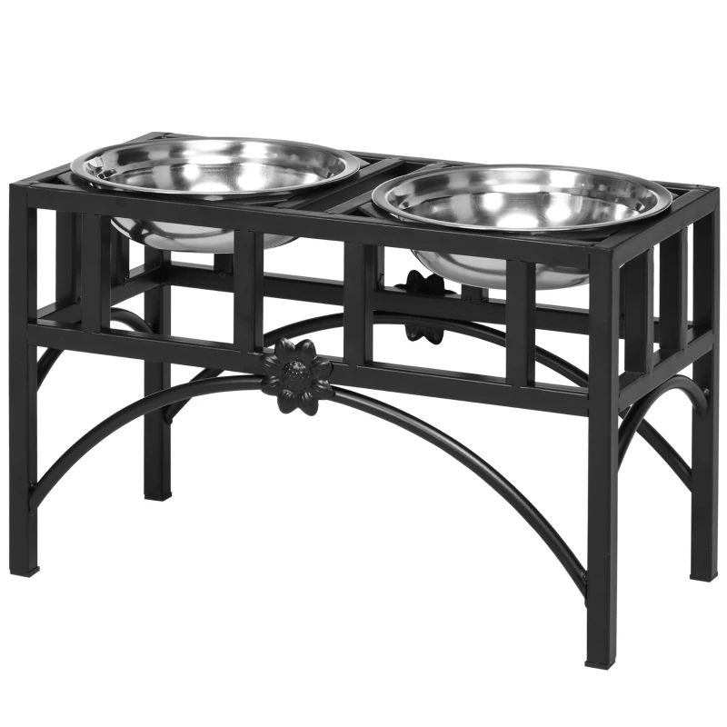 Double Stainless Steel Dog Food Bowl Elevated Feeding Station