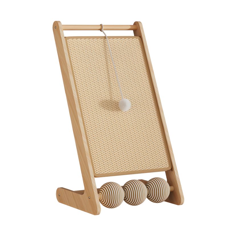 Rattan Cat Scratching Post with Ball Attachment