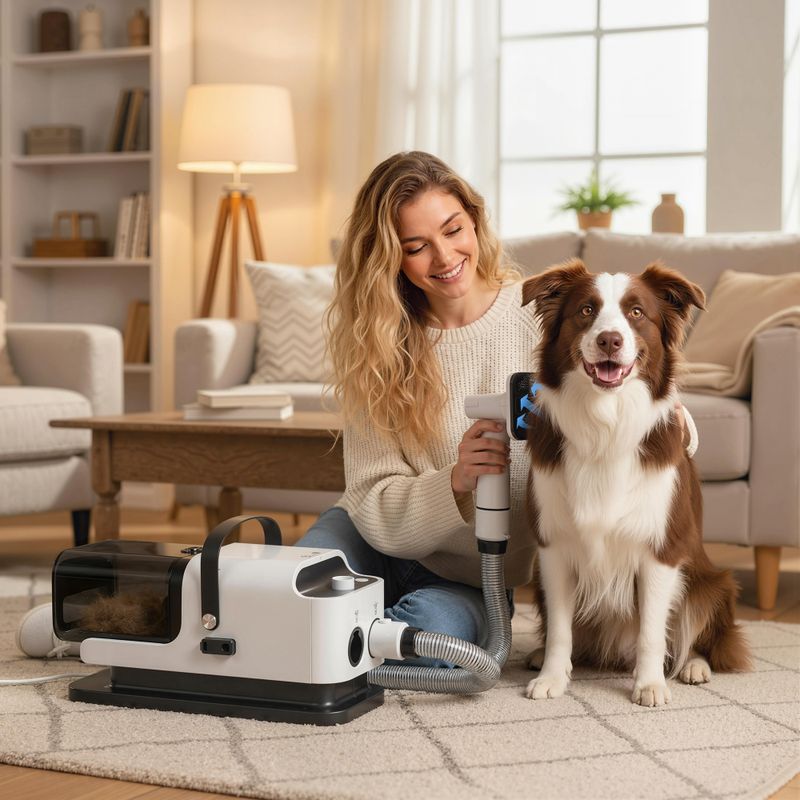 5-in-1 Dog Grooming Vacuum and Dryer with Clipper, 1.8L Canister