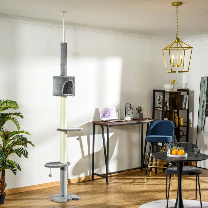100" Floor-to-Ceiling 4-Tier Cat Tree with Scratching Post