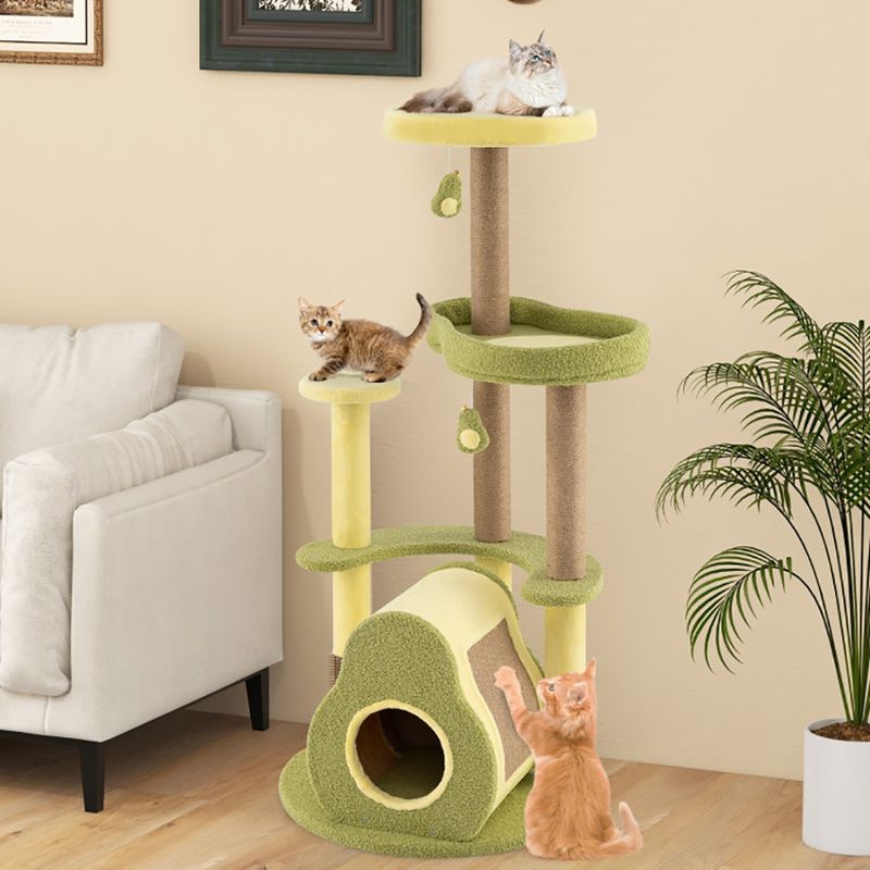 Freestanding Multi-Level Avocado Cat Tower with Condo