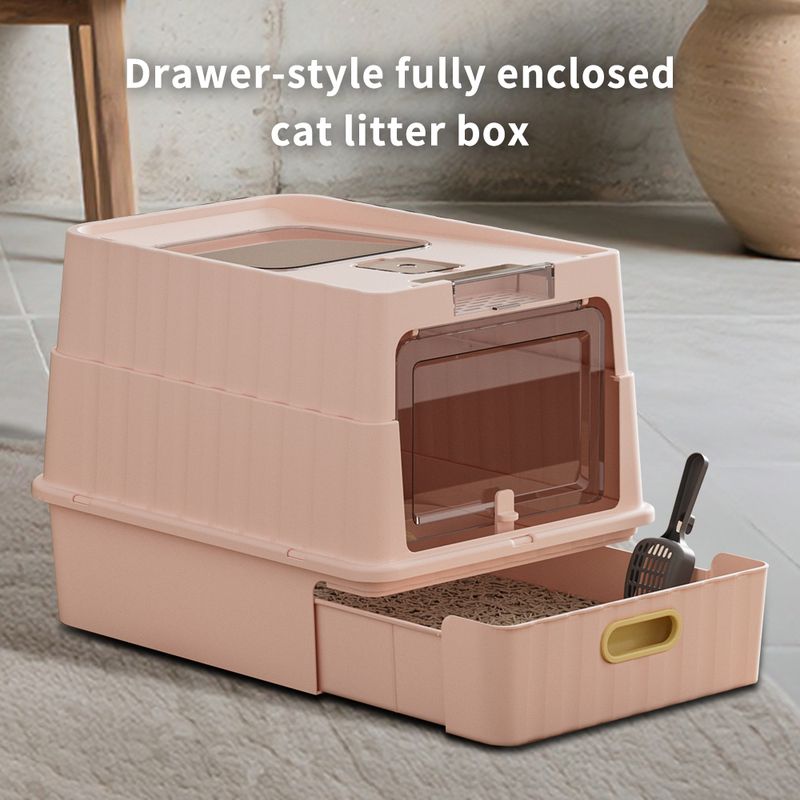 Fully Enclosed Top-Entry Cat Litter Box with Scoop