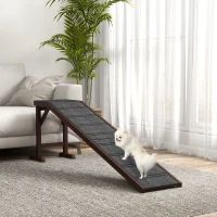 Dog Ramp for Bed with Non-Slip Carpet & Top Platform, Brown