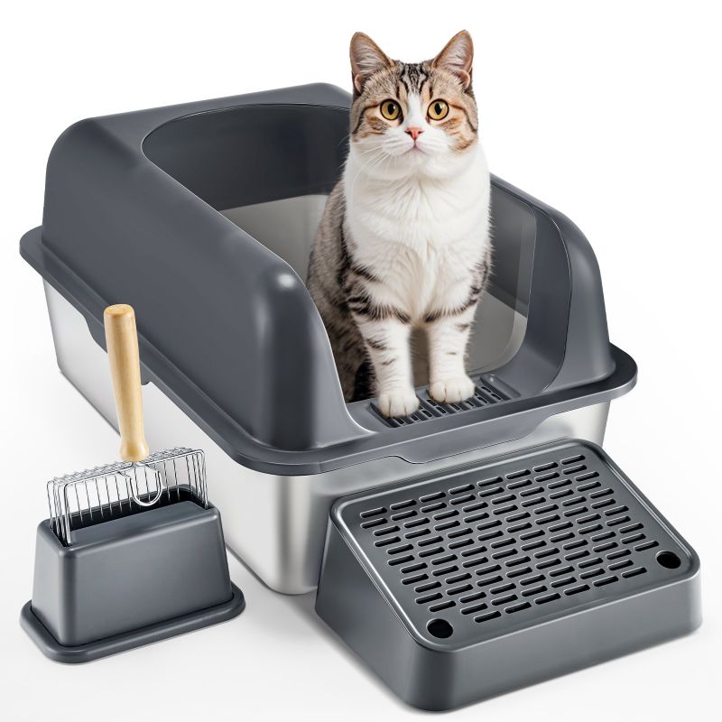 6" Deep Cat Litter Box with Filtering Foot Board