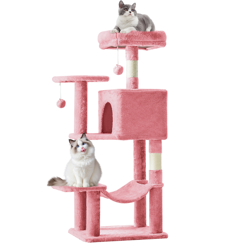 44" Cat Tree Tower with Sisal Scratching Posts, Platform & Hammock