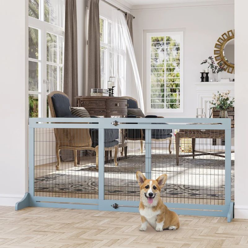 Extra Wide Freestanding Pet Gate with Adjustable Length