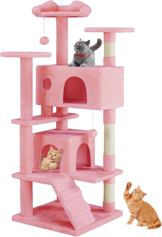 54" Multi-Level Cat Tree Tower with Sisal Post and Ladder