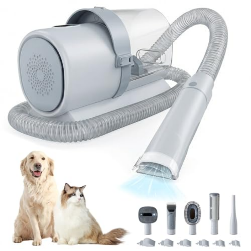 Dog Grooming Clippers with 2.5L Cup, 3 Suction Modes, Cordless, 5 Tools