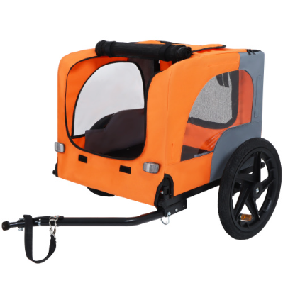 Collapsible Pet Bike Trailer with 16" All-Terrain Wheels & Universal Hitch, Orange