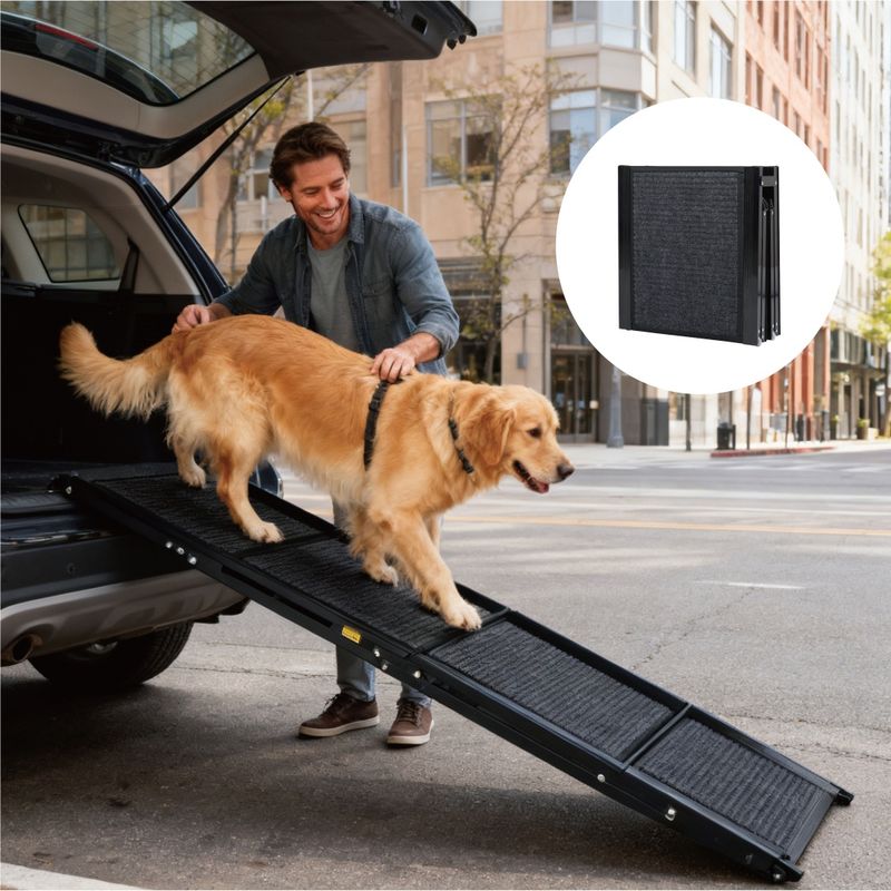 Folding Dog Ramp for Car, 71" Long x 19.5" Wide, Non-Slip, Up to 250 Lbs