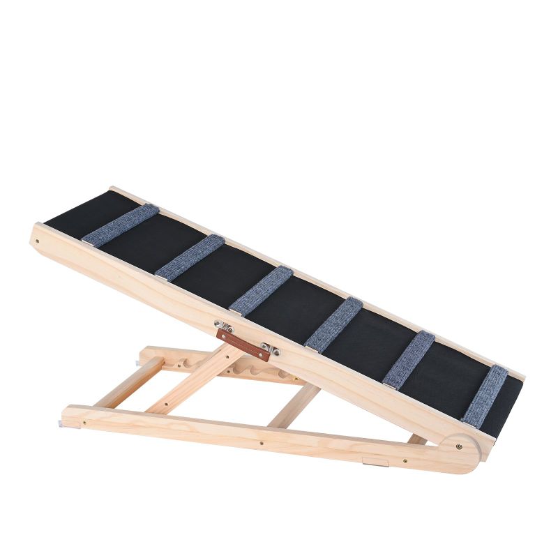 Folding Wooden Dog Ramp for Bed, Adjustable 13.77" to 25.59"