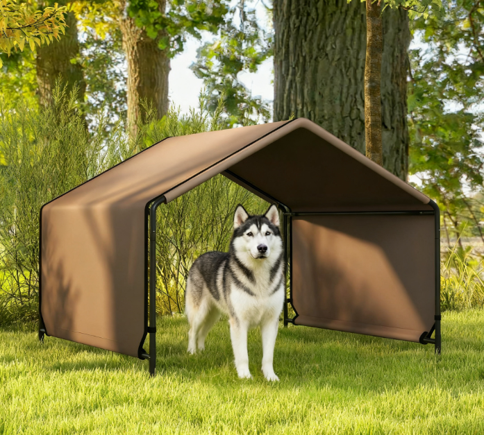 Portable Water-Resistant Dog Tent for Outdoor Shade, Brown